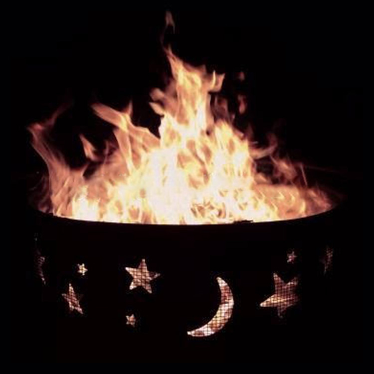 Steel Fire Pit with Stars & Moons 