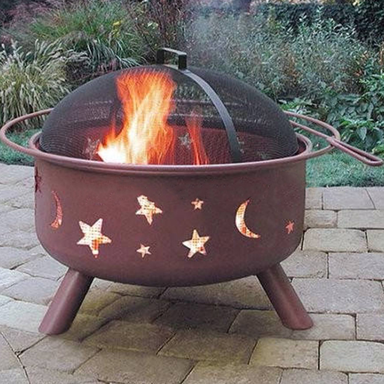 Steel Fire Pit with Stars & Moons 