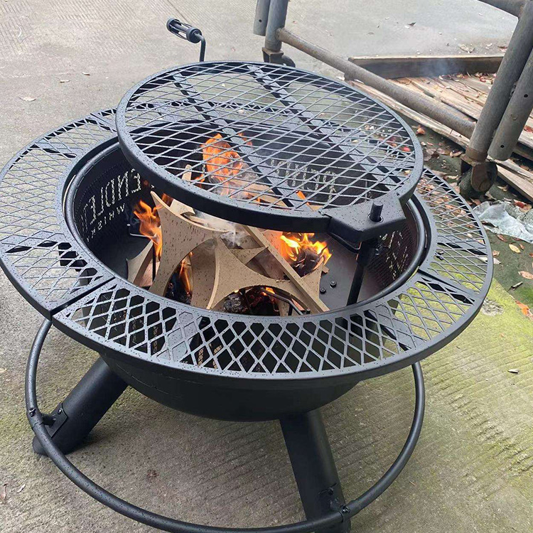 Fire Pit With Table Top Outdoor Charcoal BBQ Grill