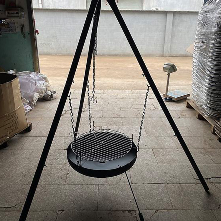 Large Outdoor Fire Pit Hanging Tripod Charcoal Camping BBQ Grill