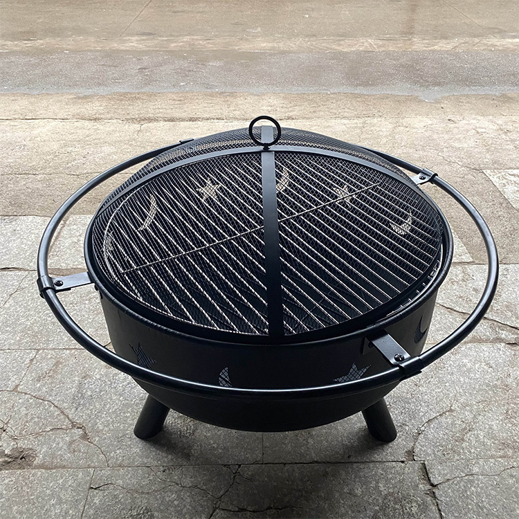 Outdoor Steel Round Wood Burning BBQ Fire Pit