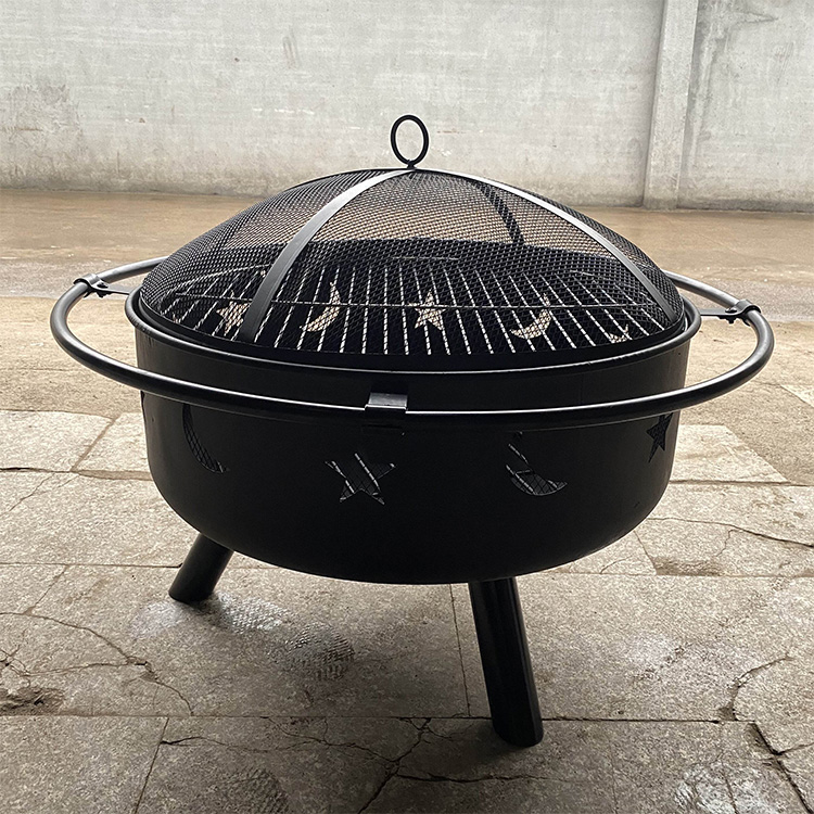 Outdoor Steel Round Wood Burning BBQ Fire Pit