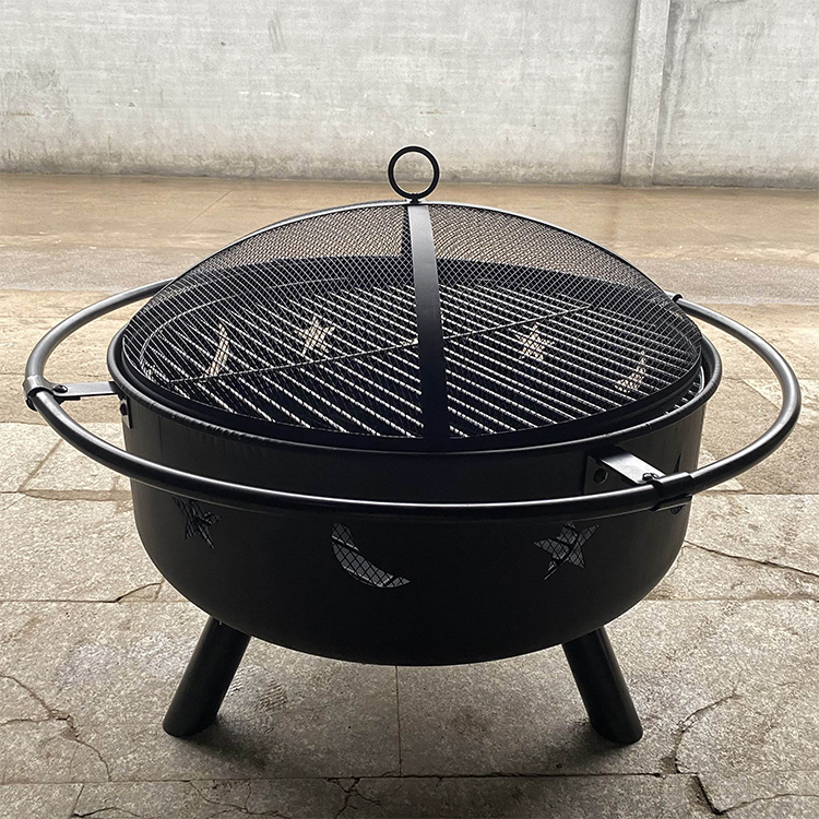 Outdoor Steel Round Wood Burning BBQ Fire Pit