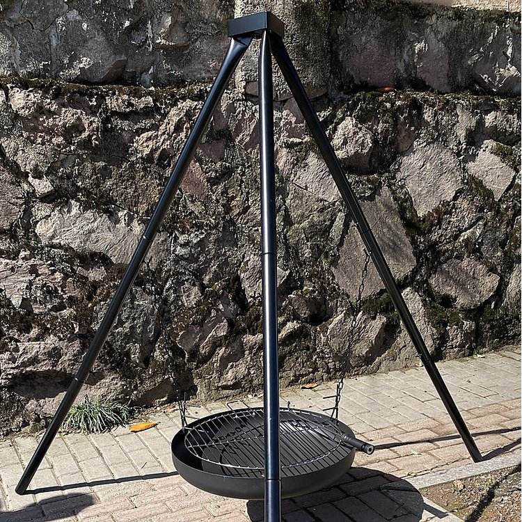 Large Outdoor Fire Pit Hanging Tripod Charcoal Camping BBQ Grill