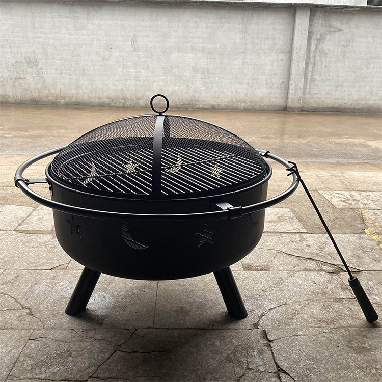 Outdoor Steel Round Wood Burning BBQ Fire Pit