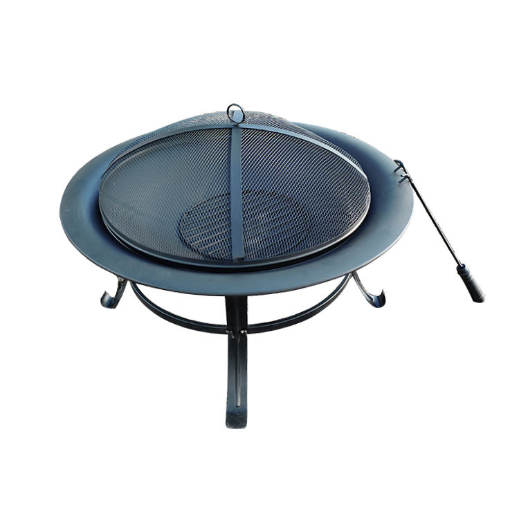 Round Camping Fire Pit Metal BBQ Grill