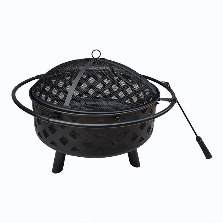 Outdoor Smoker Round Bowl BBQ Fire Pit With Poker