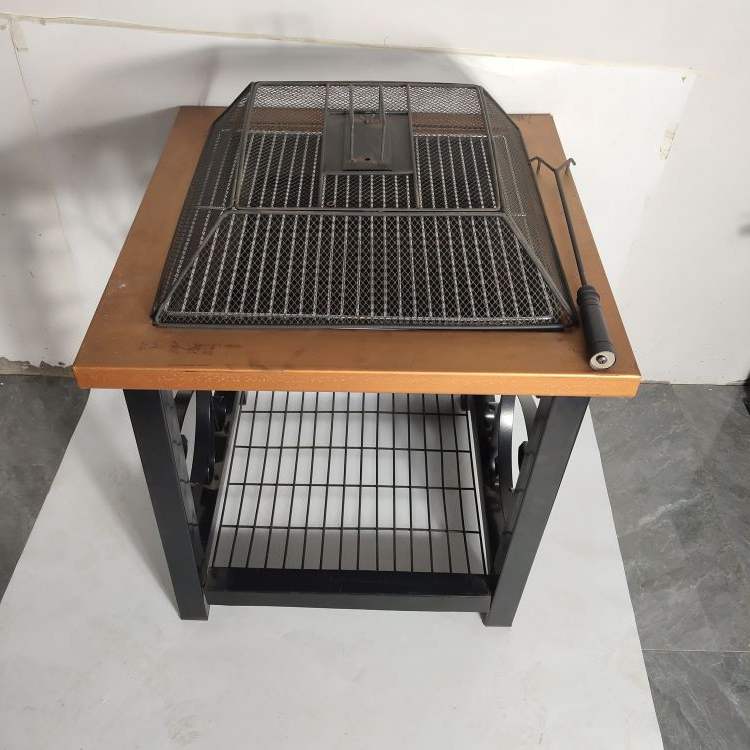 Portable Mini Table BBQ Grill Rattan Furniture With Fire Pits