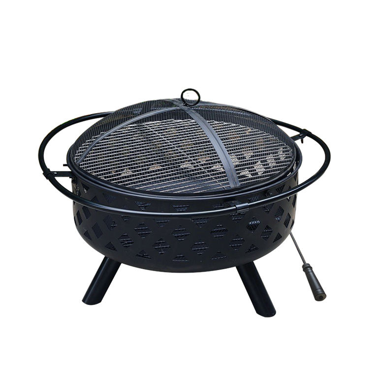 Camping Grill Fire Pit With Poker