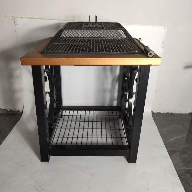 Portable Mini Table BBQ Grill Rattan Furniture With Fire Pits