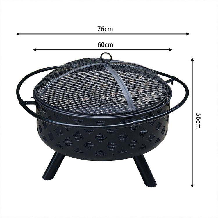 Camping Grill Fire Pit With Poker