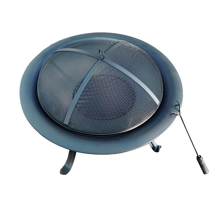 Round Camping Fire Pit Metal BBQ Grill